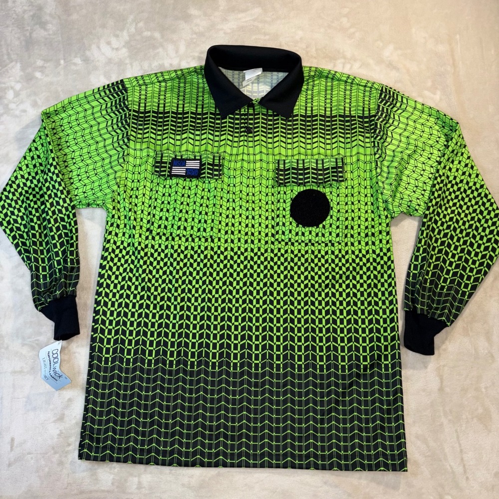 Official Sports NISOA Soccer Referee Jersey Neon Green Long Sleeve Medium NEW